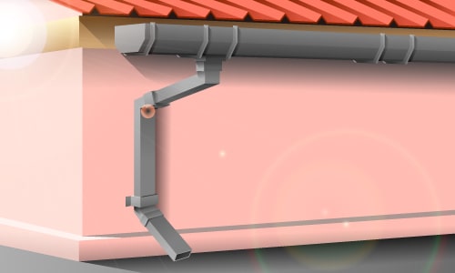 Esquema de la instalación de los ductos de bajada, Instalar codos en la salida uno que apunte a la casa y otro que lo una con el tubo de salida.