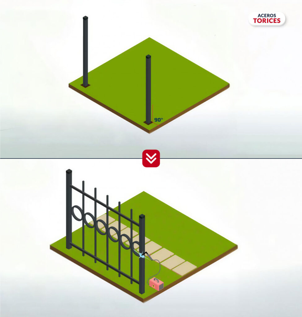 instalacion de la reja de herreria en el espacio previsto aceros torices Instalación de la reja de herrería en el espacio previsto