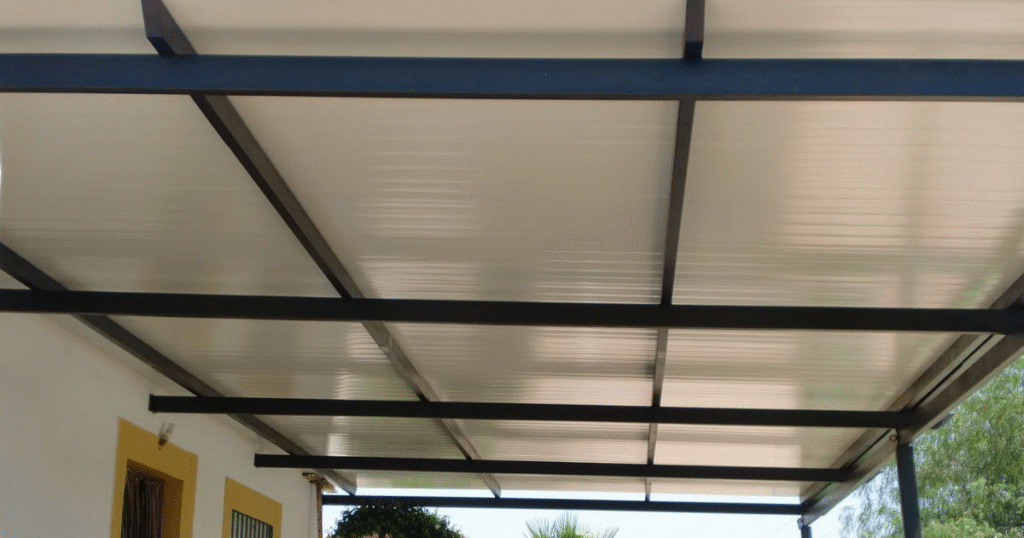 Estructura metálica de tejabán con panel aislante 