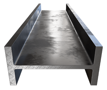 Viga estructural IPR con vista frontal y fondo recortado