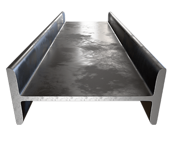 Viga estructural IPS con vista frontal y fondo recortado