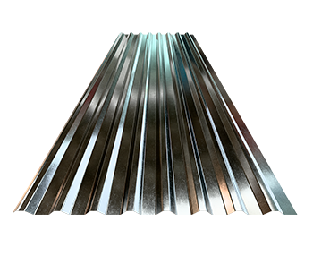 Lámina R101 acanalada de acero, vista frontal con fondo recortado