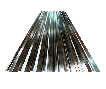 Lámina R101 acabado galvanizado, vista frontal con fondo blanco