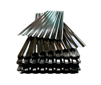 Láminas acanalada de acero galvanizado vista frontal con fondo recortado