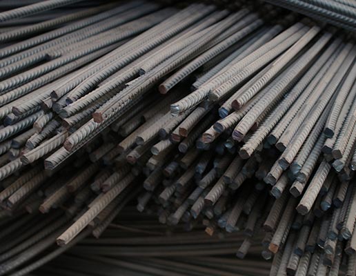Vista superior de puntas de varillas grado 6000 juntas