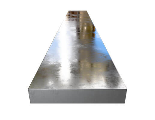 Vista frontal de una solera de acero