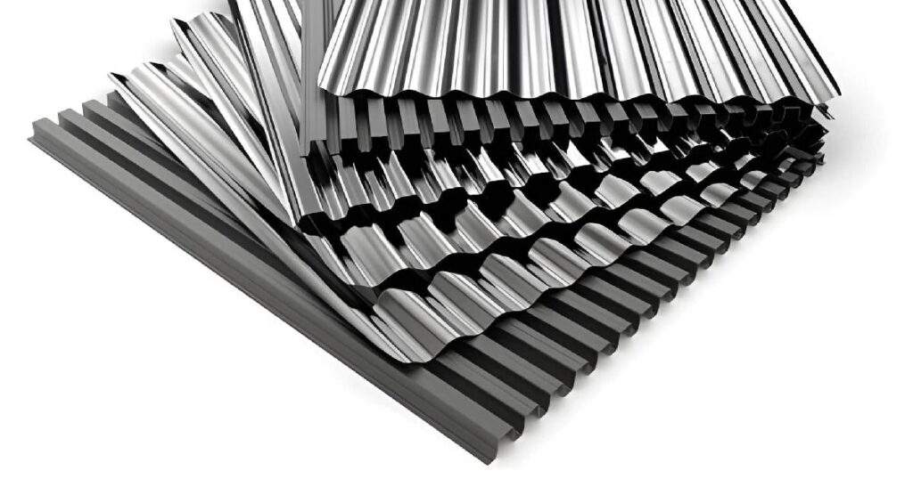 Láminas acanaladas con diferentes geometrías sobre fondo blanco