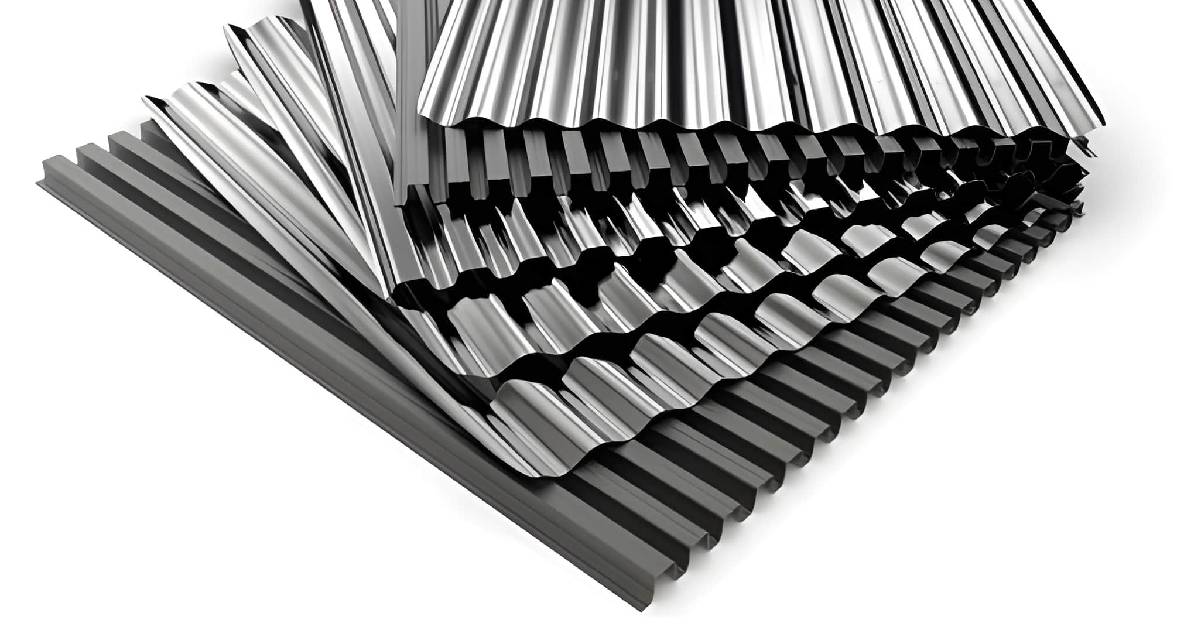 Láminas acanaladas con diferentes geometrías sobre fondo blanco