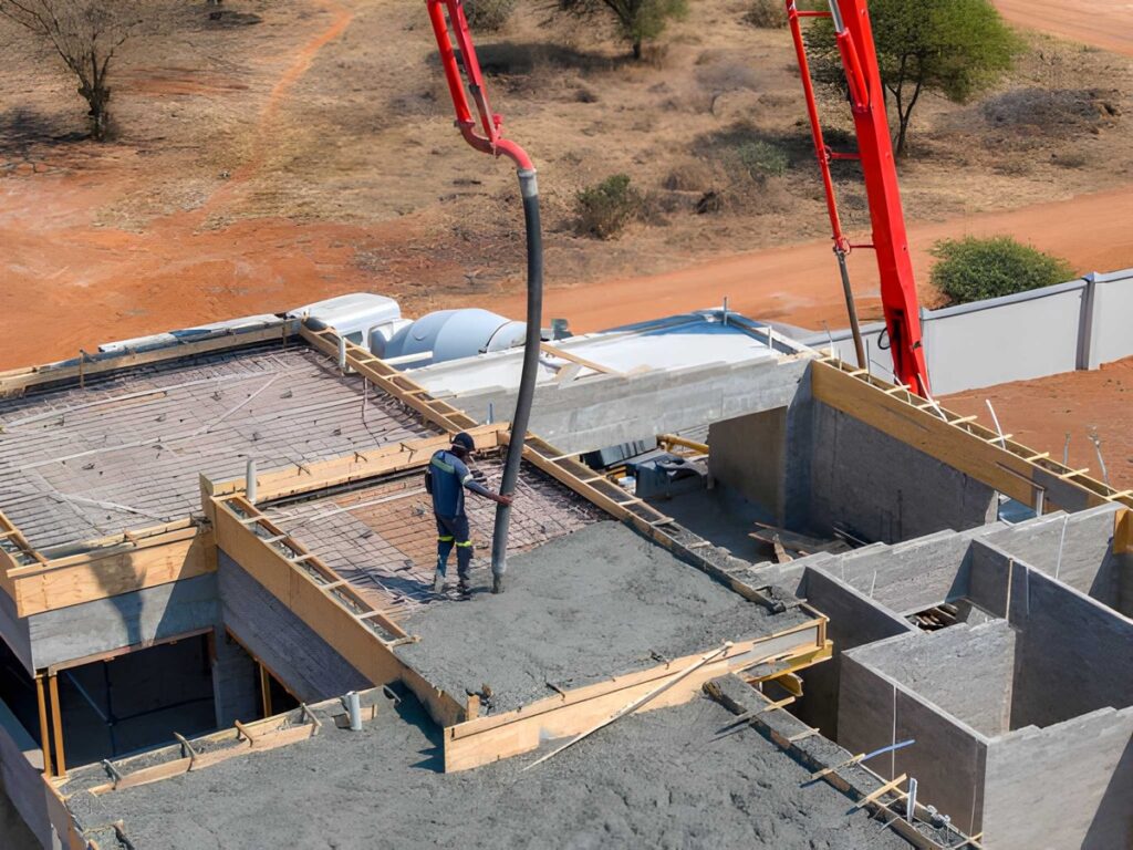 Losa maciza con encofrado, parrilla y concreto a la vista