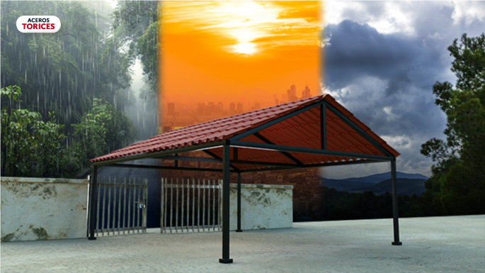 Techo de lámina tipo teja frente a clima