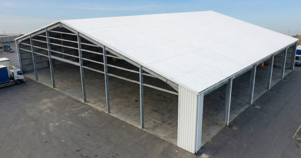 Techo de una bodega construido con láminas de PVC