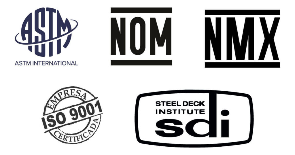 Logotipos de normas aplicables a láminas para techos